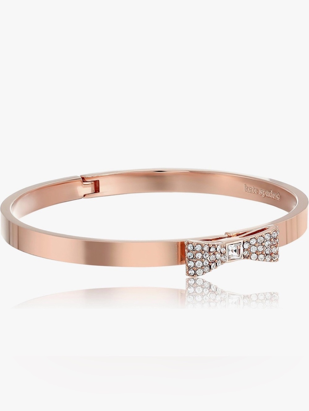 kate spade Rose Gold Crystal Bow Hinged Bangle Bracelet